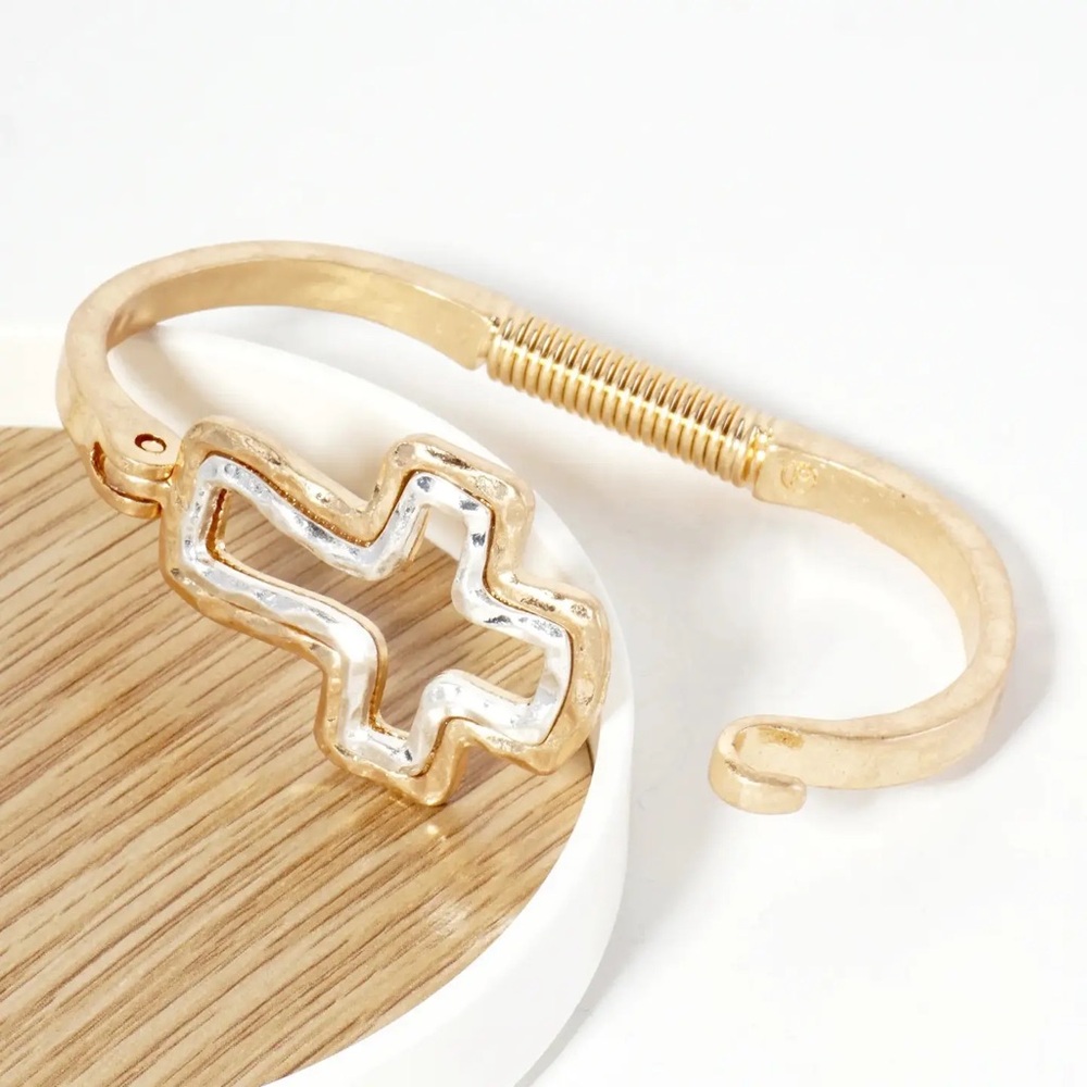 Bijou Gold and Silver Cross Bracelet - Picture 6 of 8